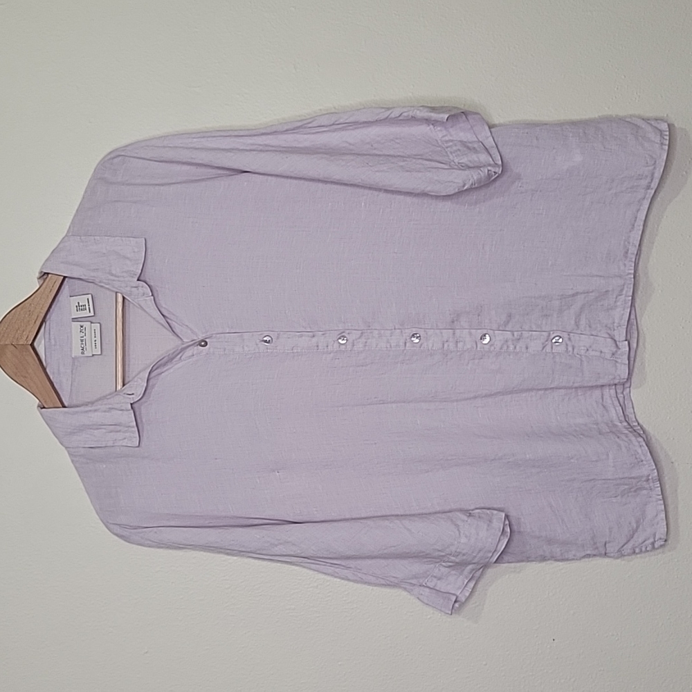 Rachel Zoe Lavender Button-Up Linen Blouse